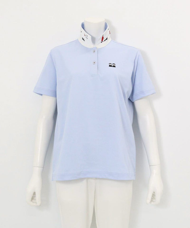 襟裏プリントUV速乾半袖ポロシャツ（ライトブルー）