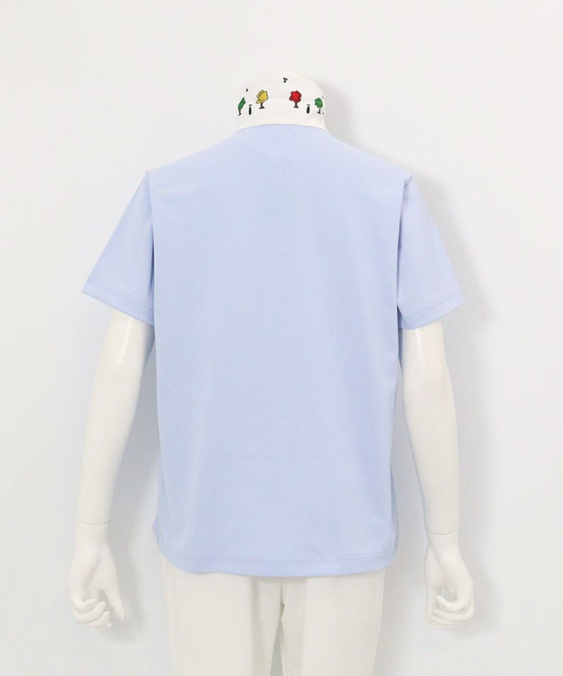 襟裏プリントUV速乾半袖ポロシャツ後（ライトブルー）