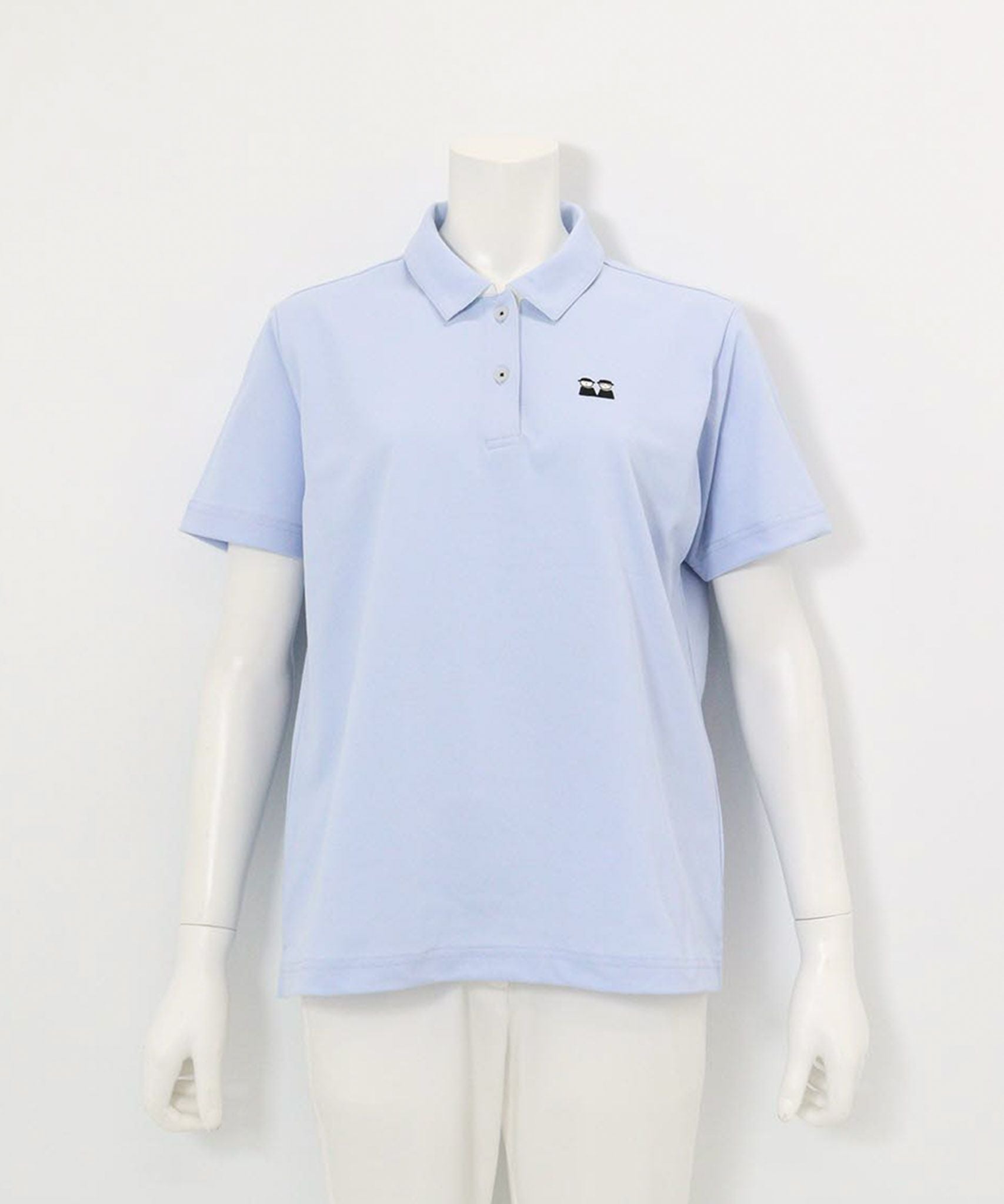 襟裏プリントUV速乾半袖ポロシャツ（ライトブルー）
