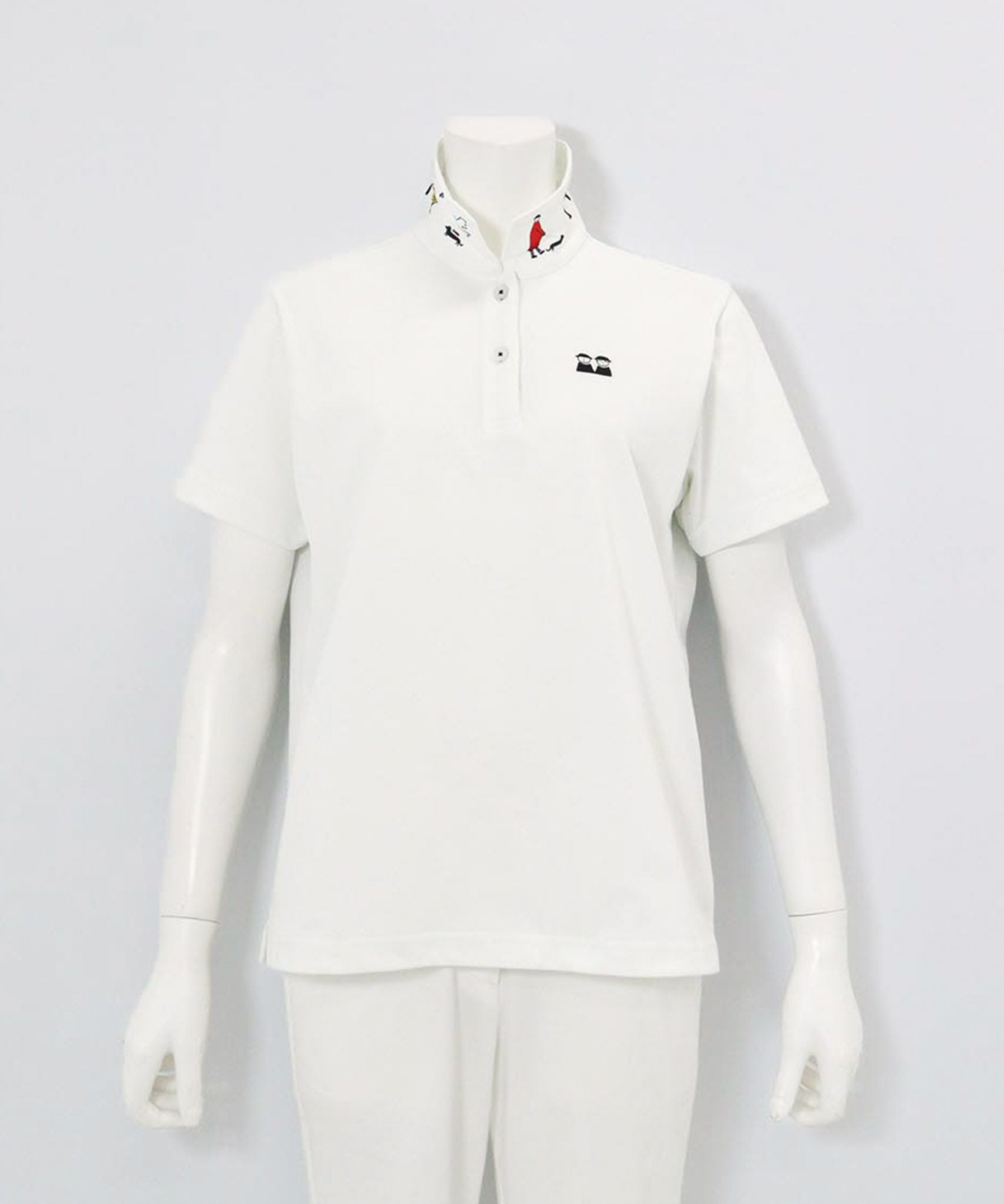 襟裏プリントUV速乾半袖ポロシャツ（ホワイト）