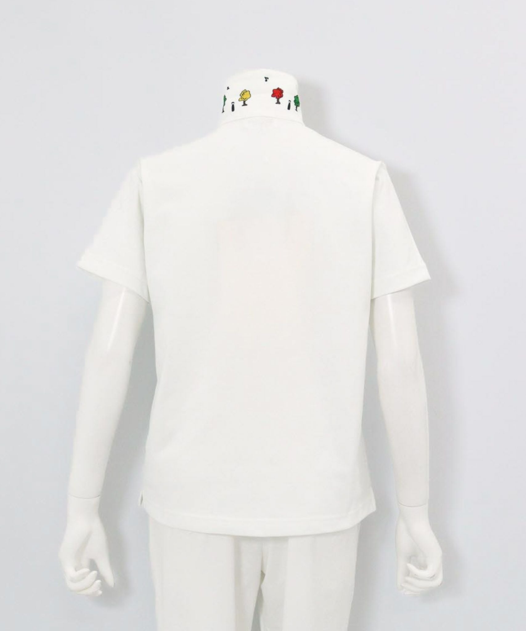 襟裏プリントUV速乾半袖ポロシャツ後（ホワイト）