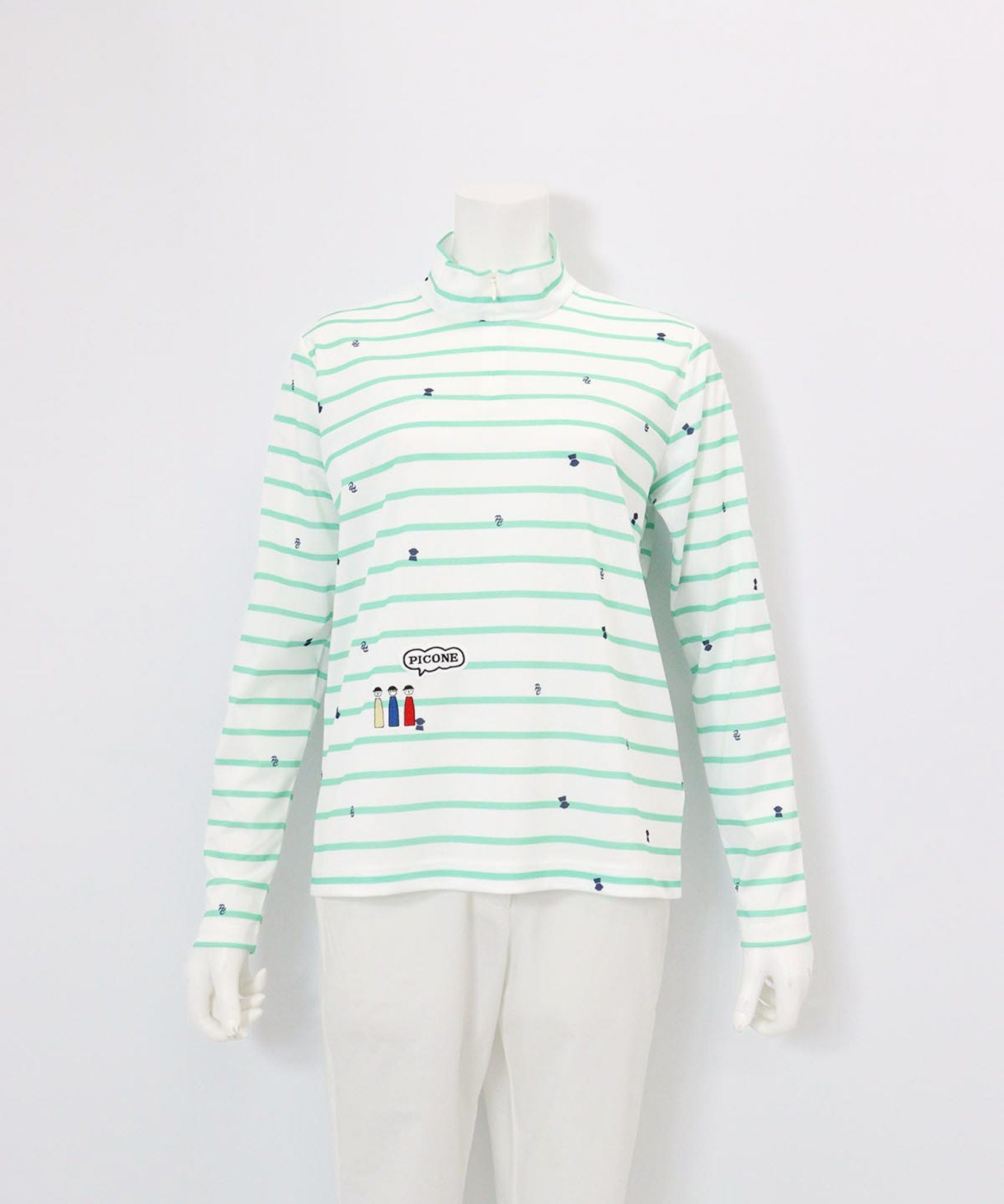  UV速乾ボーダーカノコプルオーバー（グリーン）