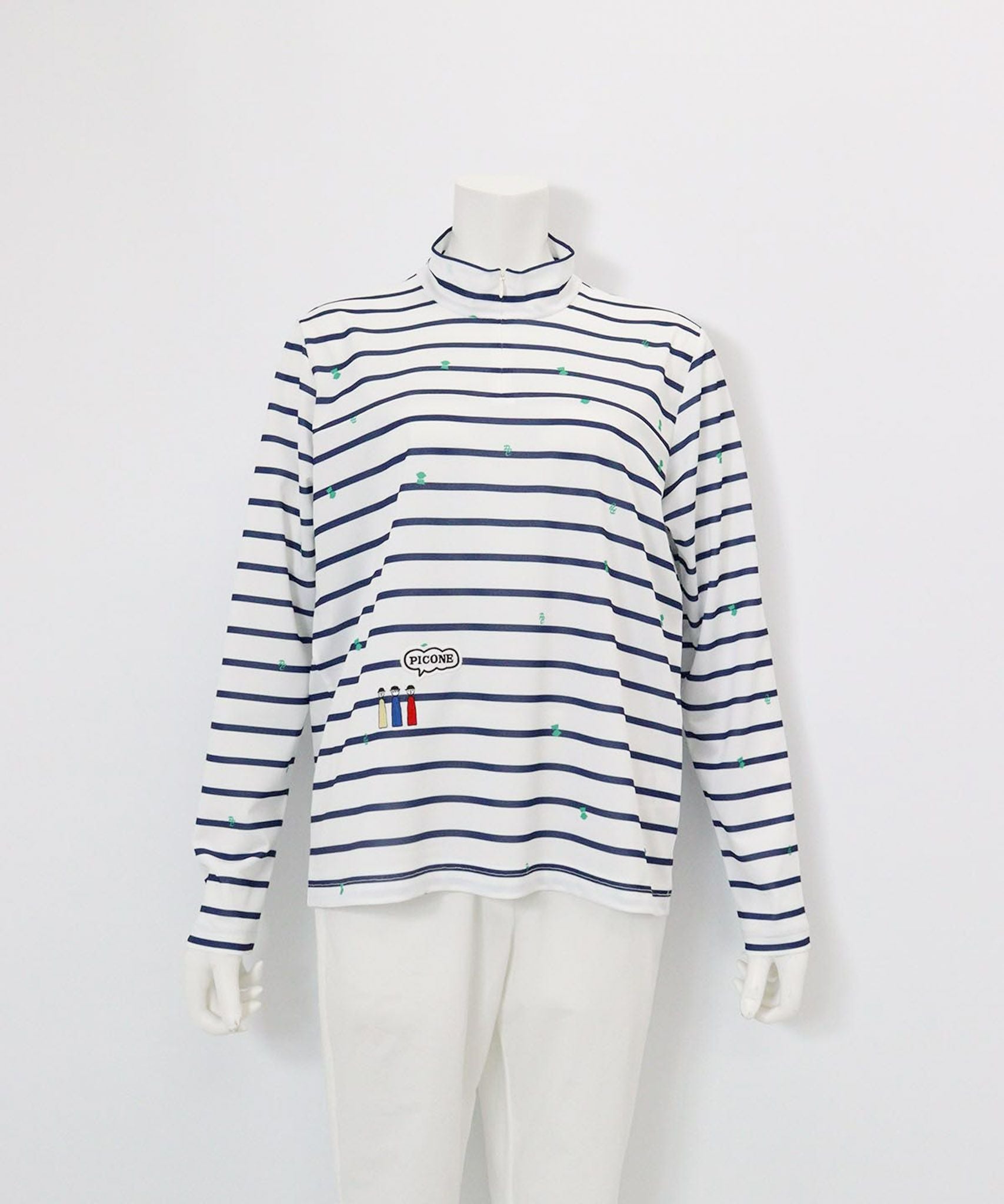  UV速乾ボーダーカノコプルオーバー（ネイビー）