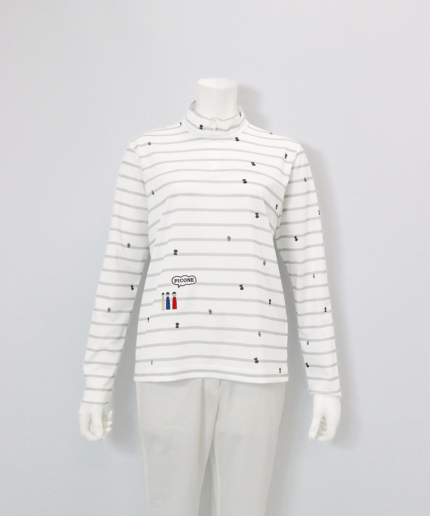  UV速乾ボーダーカノコプルオーバー（ライトグレー）