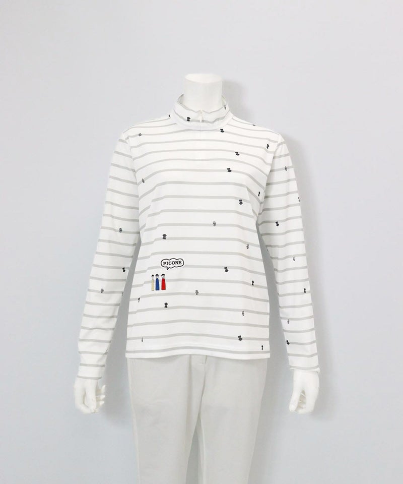  UV速乾ボーダーカノコプルオーバー（ライトグレー）