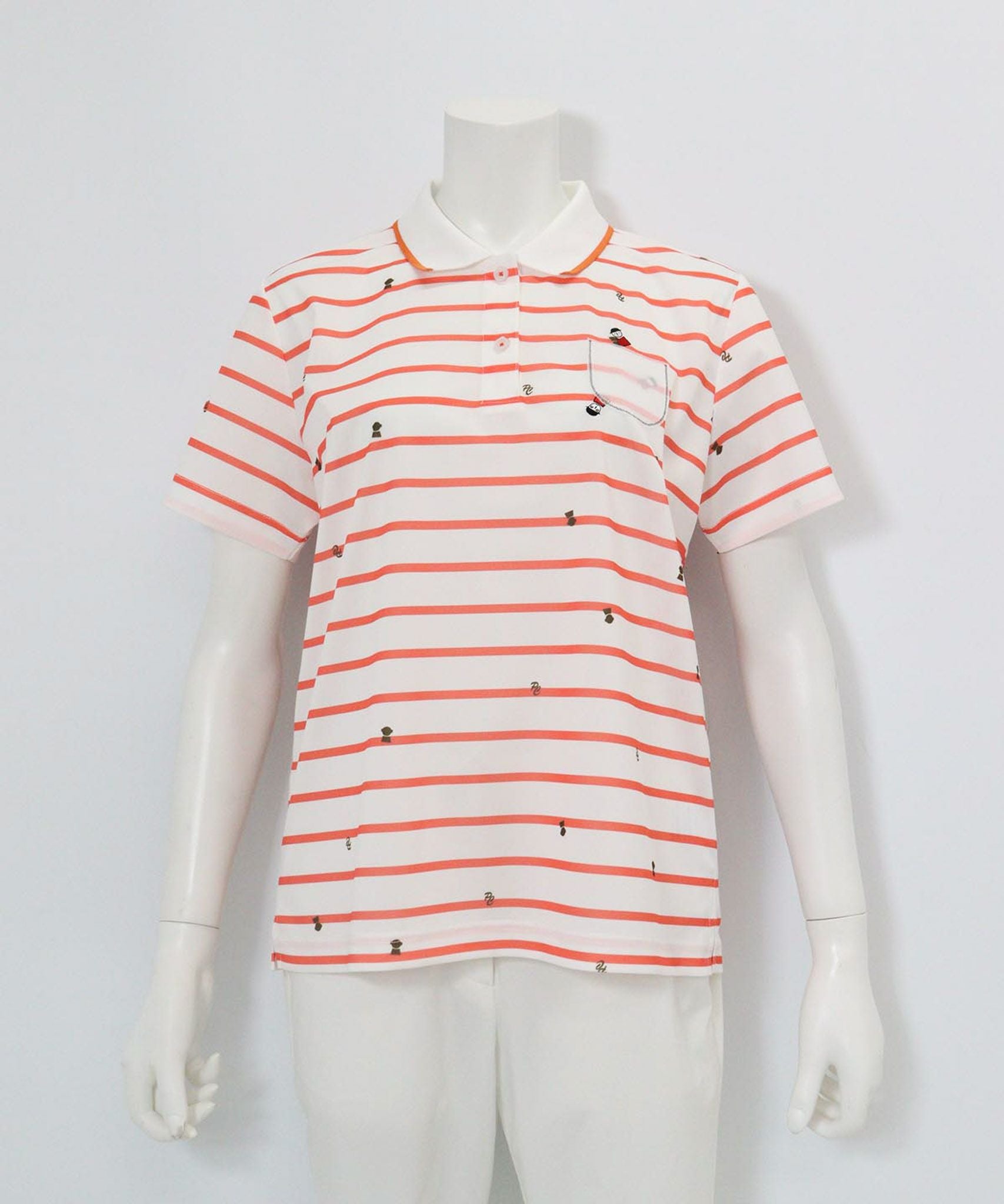 UV速乾ボーダーカノコポロシャツ（オレンジ）