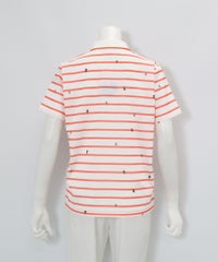 UV速乾ボーダーカノコポロシャツ後（オレンジ）