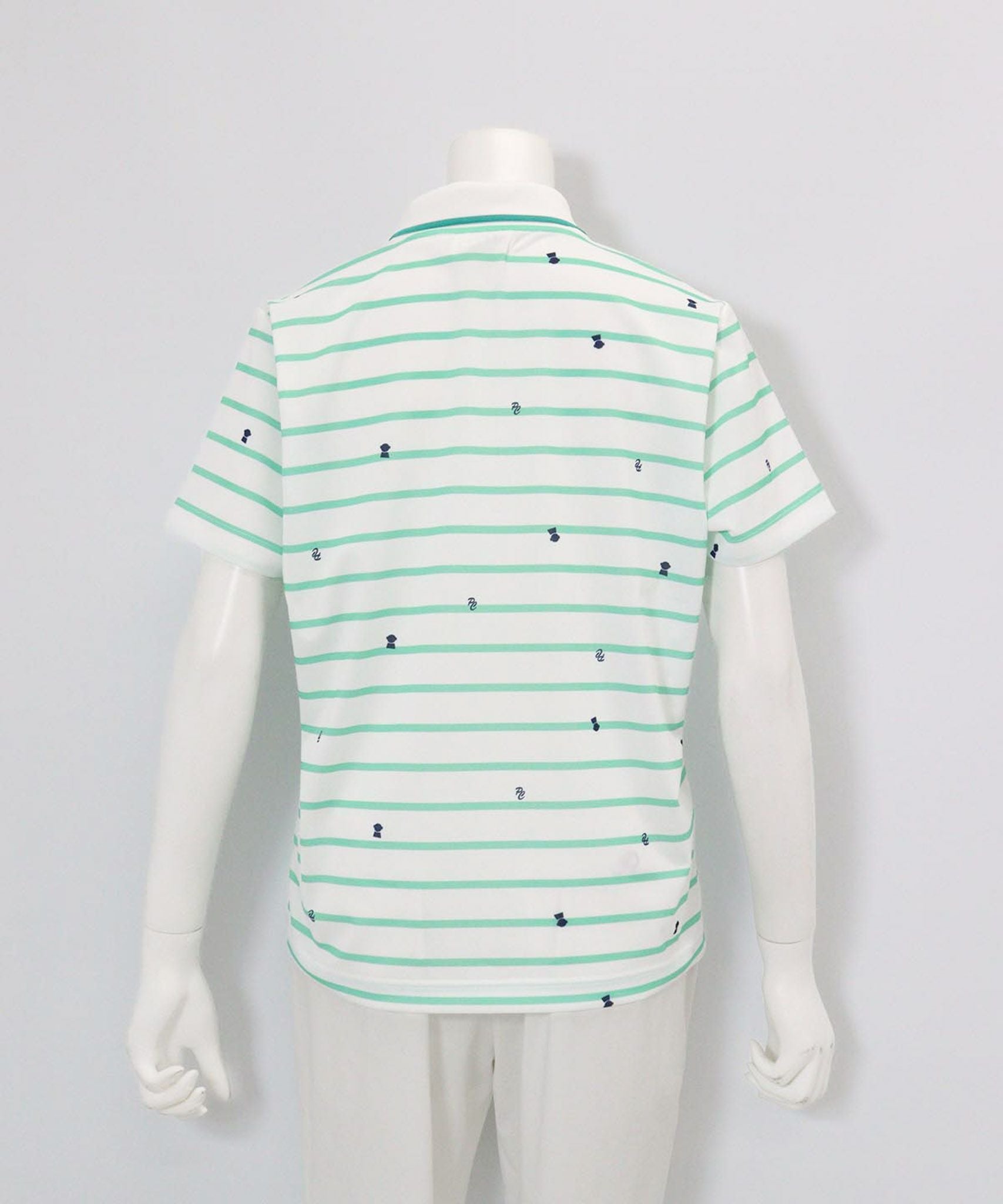 UV速乾ボーダーカノコポロシャツ後（グリーン）