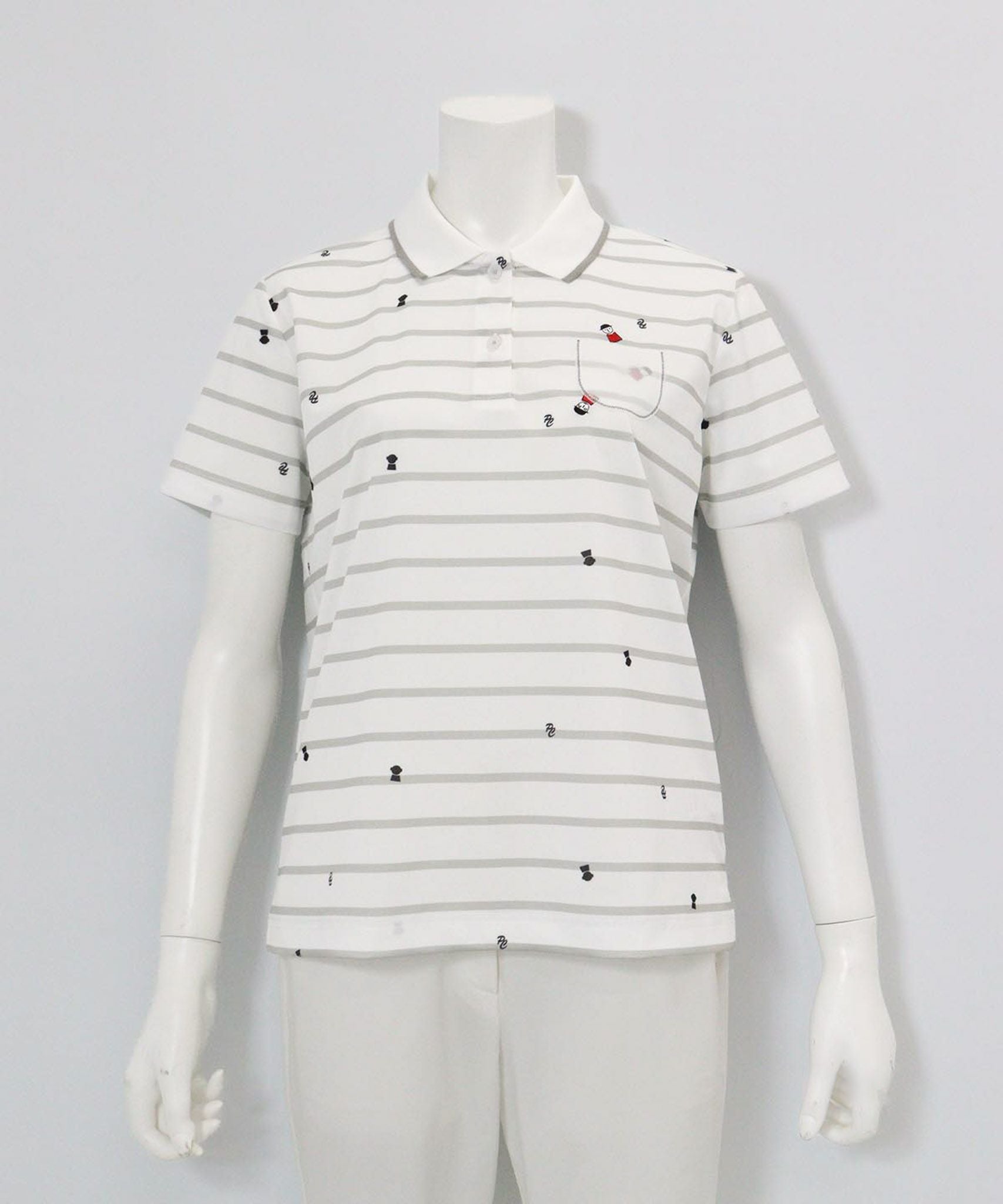 UV速乾ボーダーカノコポロシャツ（ライトグレー）