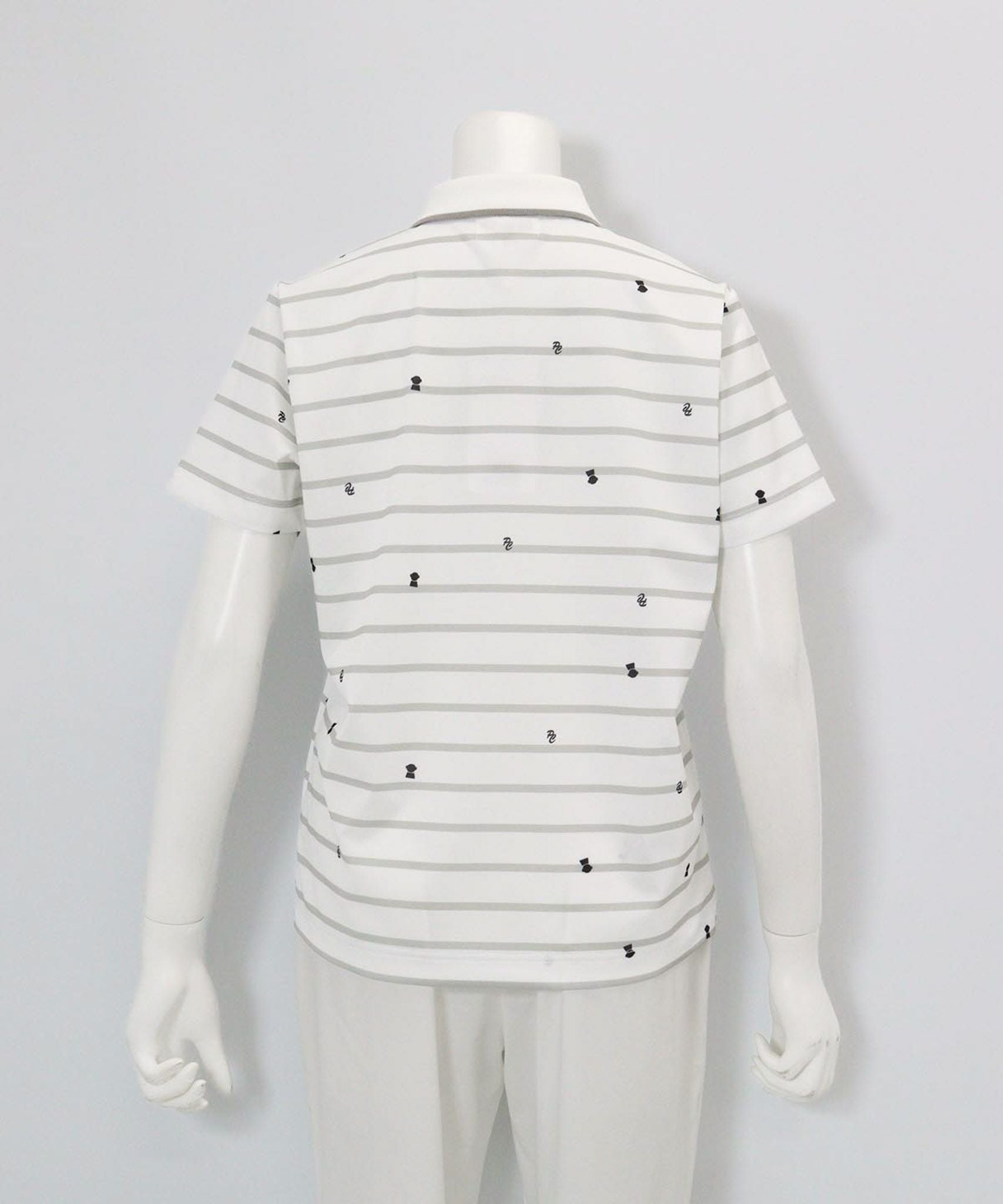 UV速乾ボーダーカノコポロシャツ後（ライトグレー）