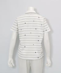 UV速乾ボーダーカノコポロシャツ後（ライトグレー）