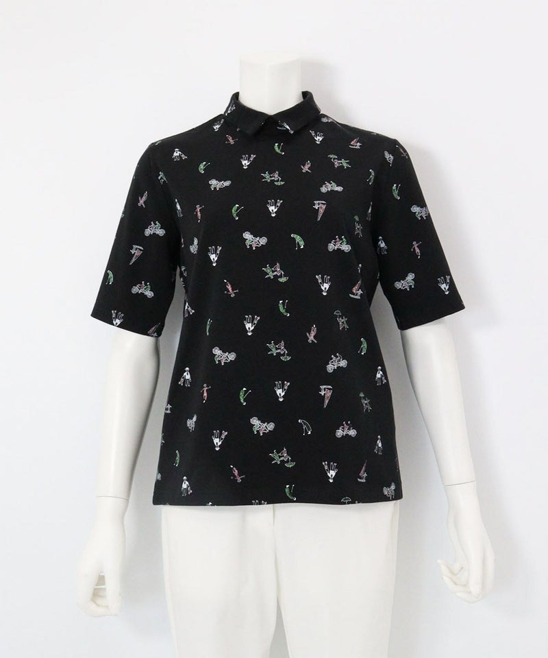 UV冷感五分袖コットンプルオーバー（ブラック）