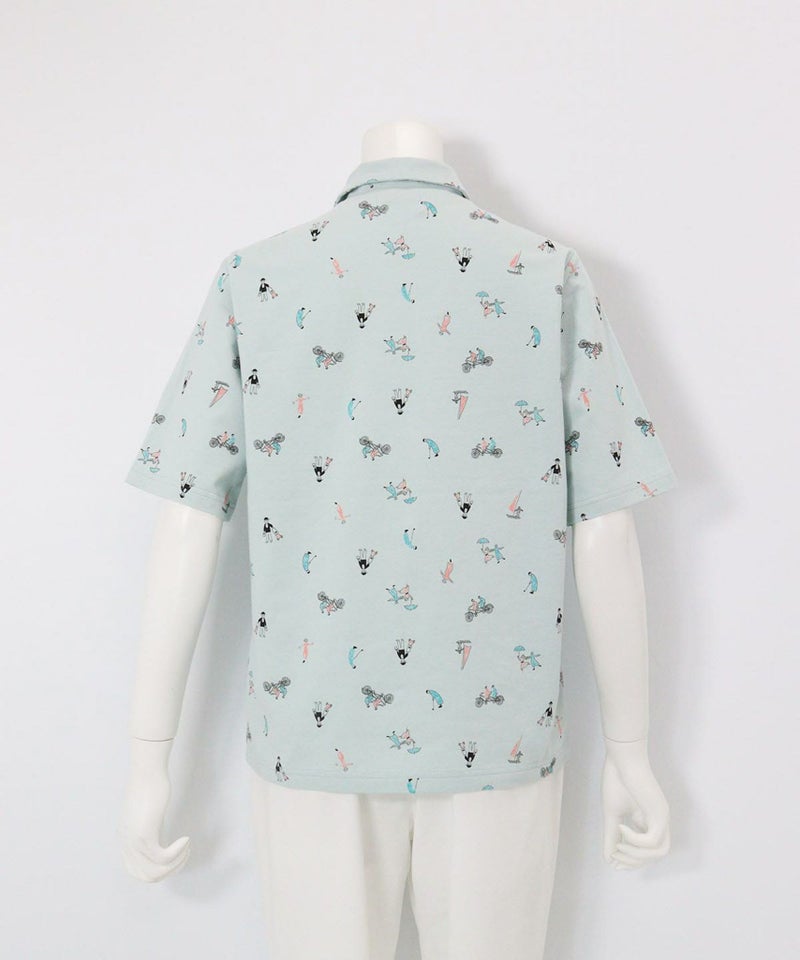 UV冷感五分袖コットンプルオーバー後（ライトグリーン）