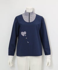 レイヤード風UV冷感プルオーバー(ネイビー)前