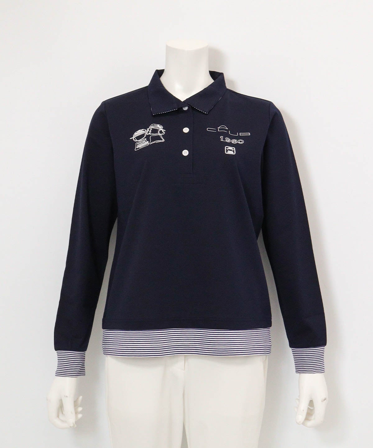 ボーダー切替ポロシャツ(ネイビー)前