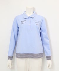 ボーダー切替ポロシャツ(ライトブルー)前