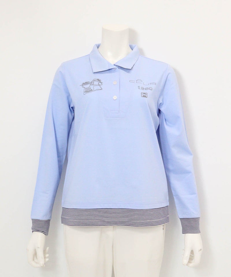 ボーダー切替ポロシャツ(ライトブルー)前
