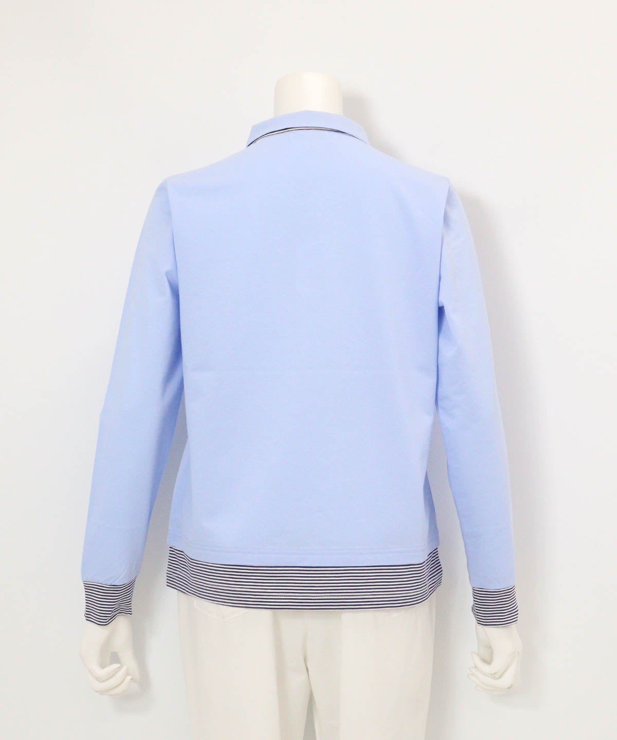 ボーダー切替ポロシャツ(ライトブルー)後ろ