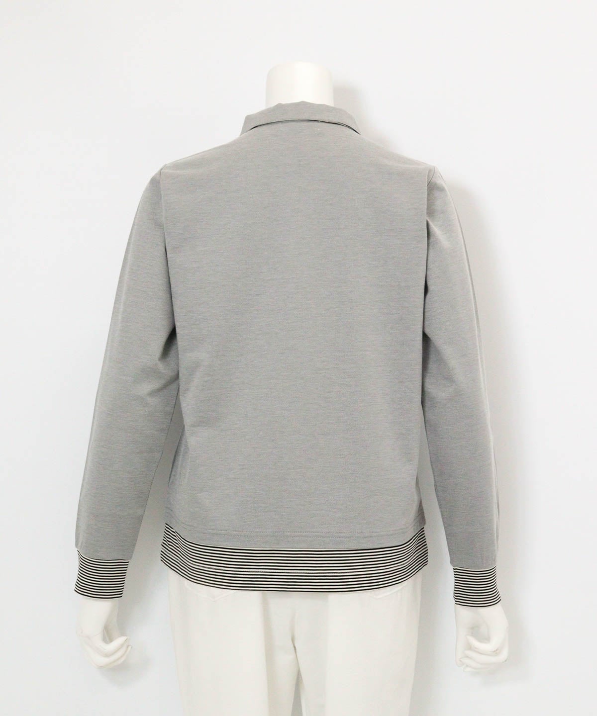 ボーダー切替ポロシャツ(グレー)後ろ