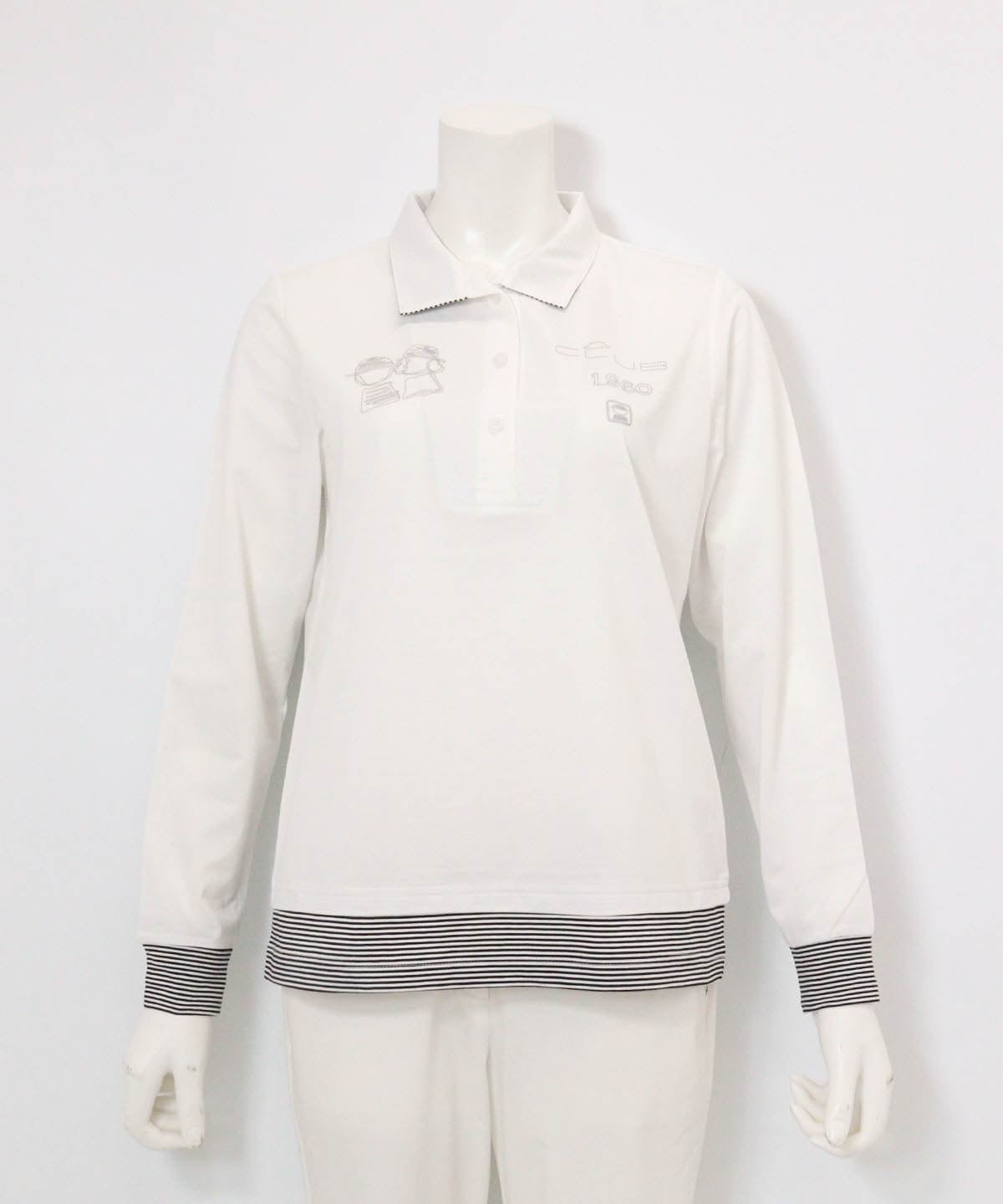 ボーダー切替ポロシャツ(ホワイト)前