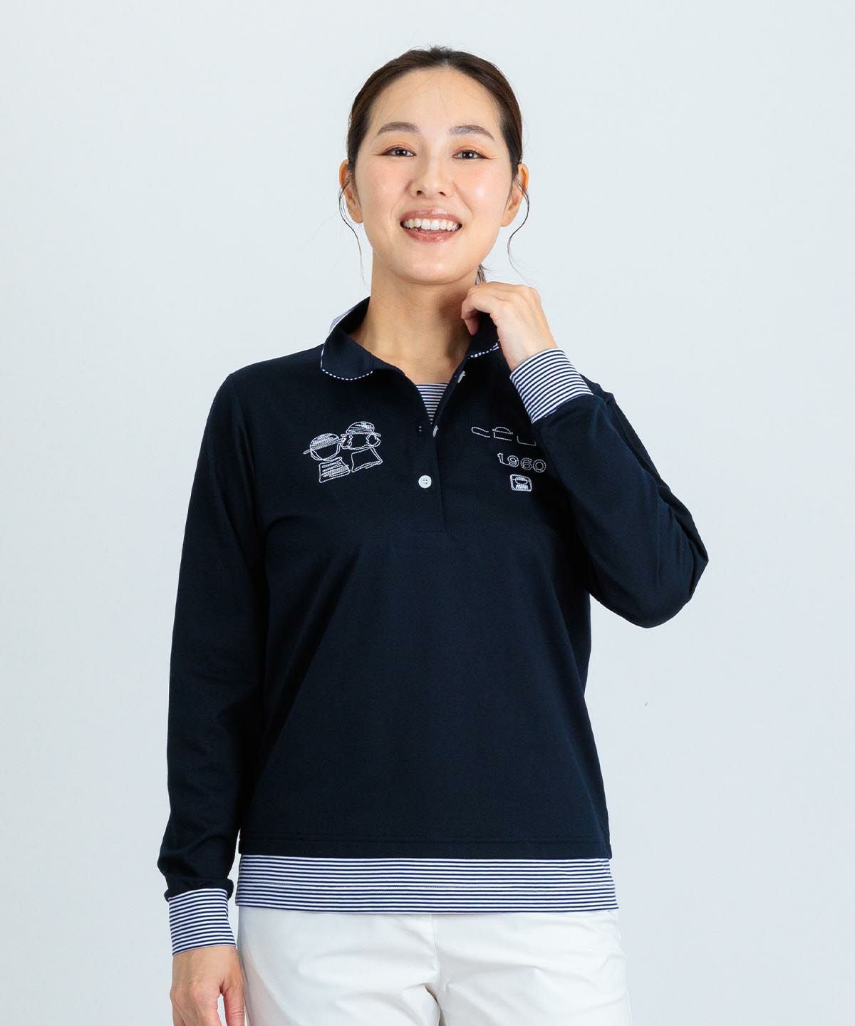 ボーダー切替ポロシャツ|ピッコーネクラブ - ゴルフウェアや婦人服通販
