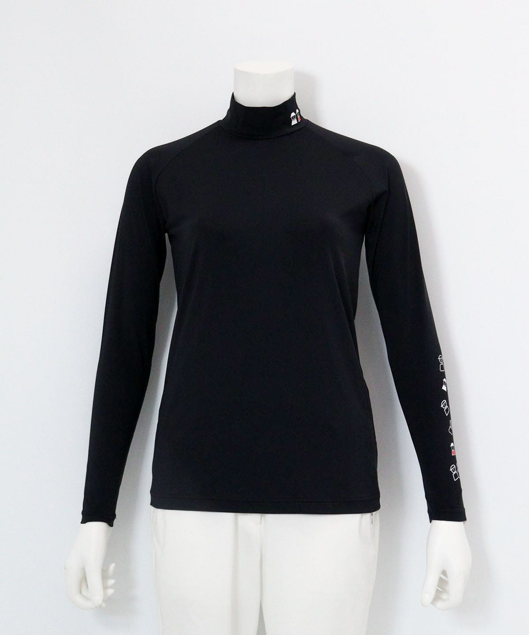 ピコ柄ハイネックUV冷感インナー（ブラック）