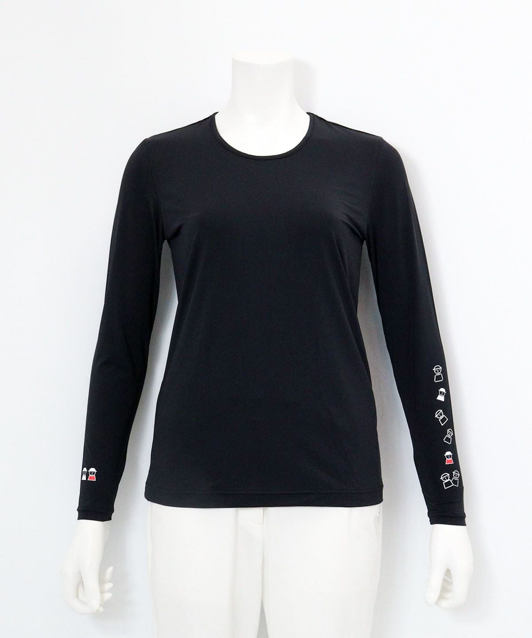 ピコ柄クルーネックUV冷感インナー(ブラック）