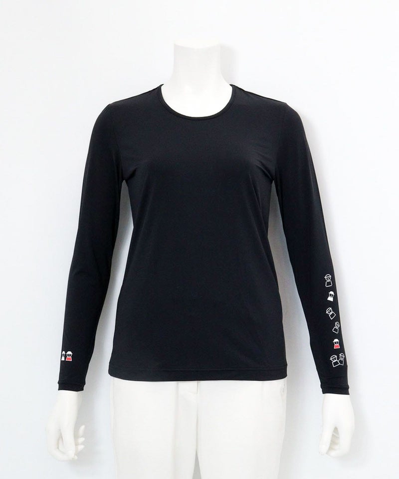ピコ柄クルーネックUV冷感インナー(ブラック）