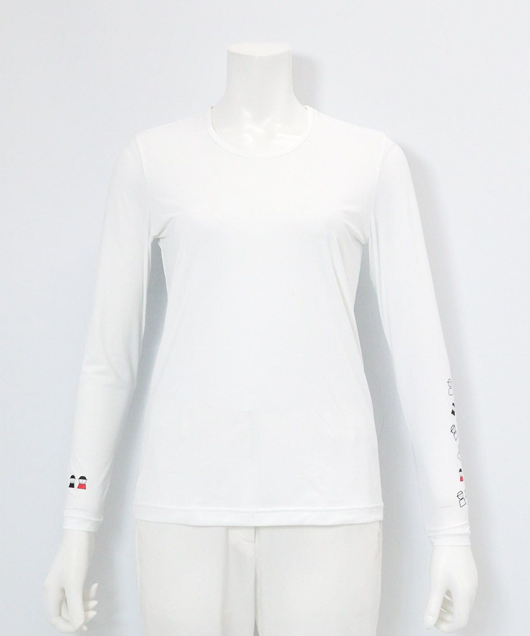 ピコ柄クルーネックUV冷感インナー(ホワイト）