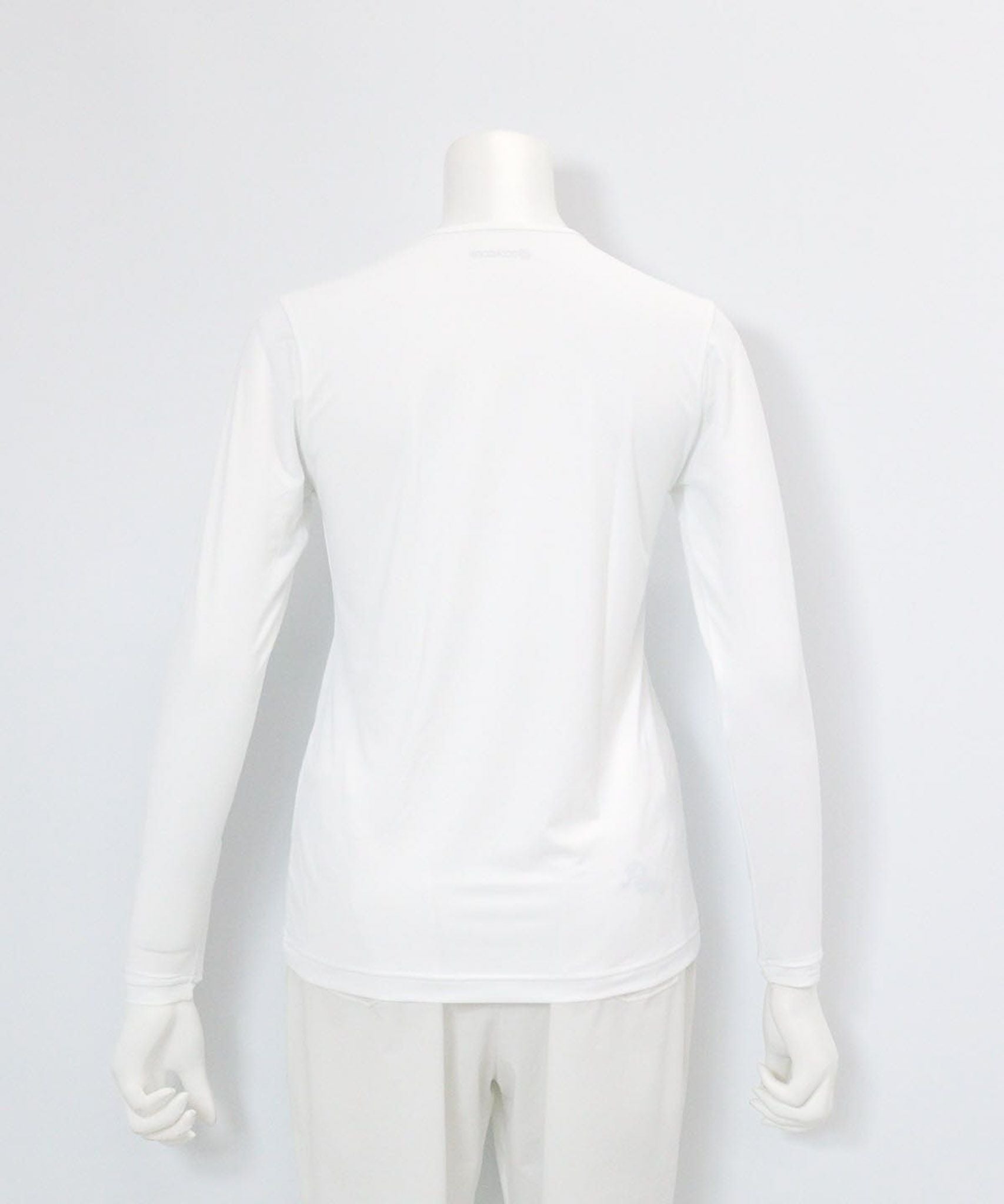 ピコ柄クルーネックUV冷感インナー後(ホワイト）