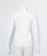 ピコ柄クルーネックUV冷感インナー後(ホワイト）