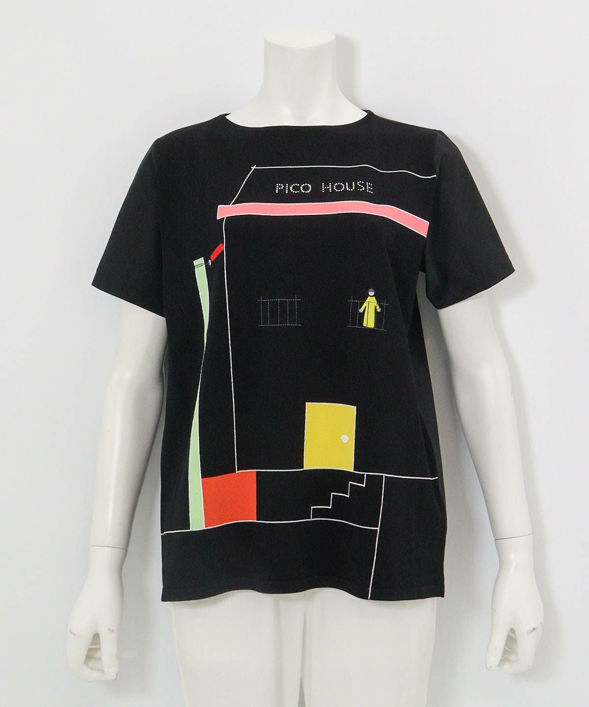 前後異素材アートプルオーバー（ブラック）