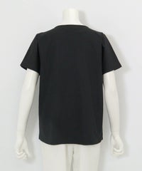 前後異素材アートプルオーバー後（ブラック）