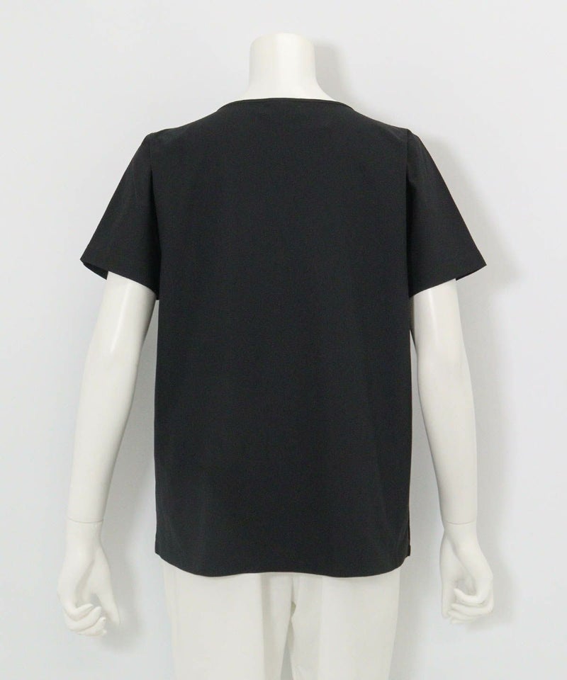 前後異素材アートプルオーバー後（ブラック）