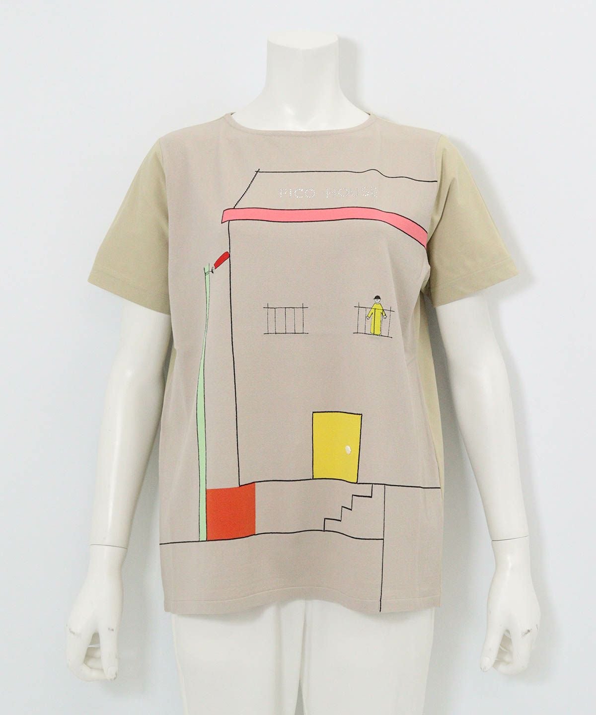 前後異素材アートプルオーバー（ベージュ）