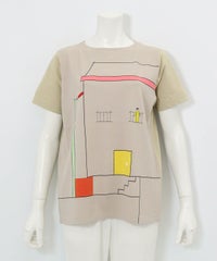 前後異素材アートプルオーバー（ベージュ）