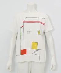 前後異素材アートプルオーバー（ホワイト）