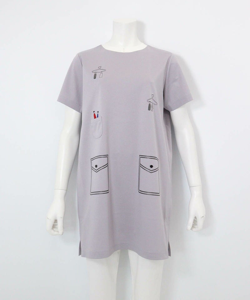 UV冷感ポンチ素材チュニック（ライトグレー）