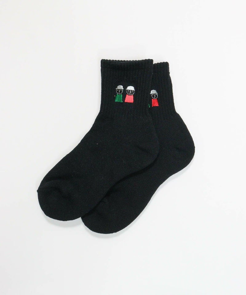 ピコ刺繍リブソックス（ブラック）