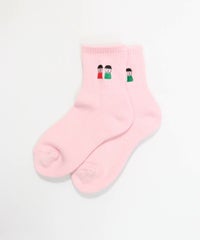 ピコ刺繍リブソックス（ピンク）