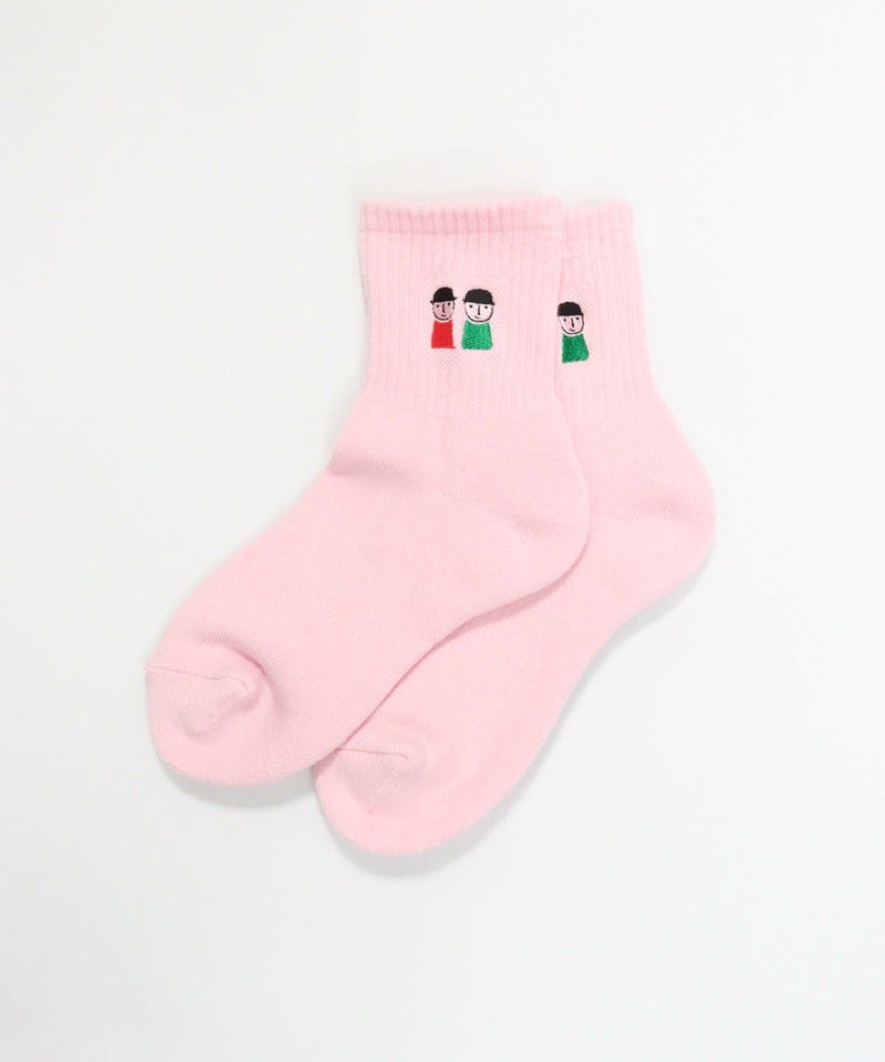 ピコ刺繍リブソックス（ピンク）