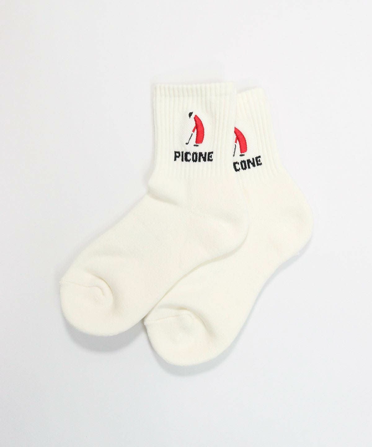 ゴルフピコ刺繍リブソックス（ホワイト）