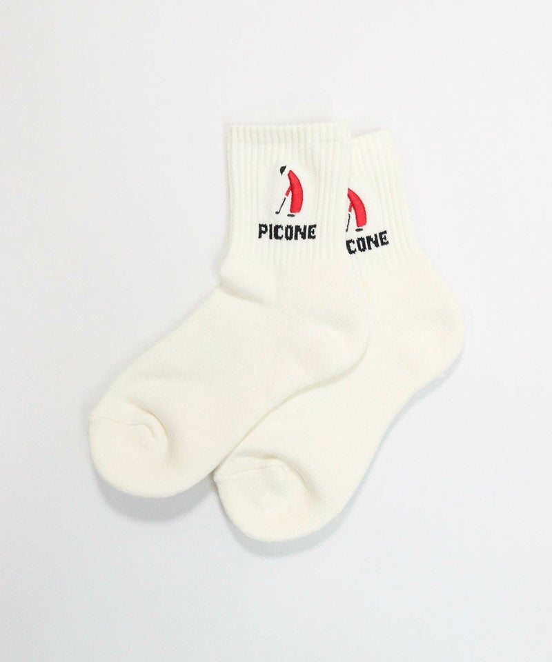 ゴルフピコ刺繍リブソックス（ホワイト）