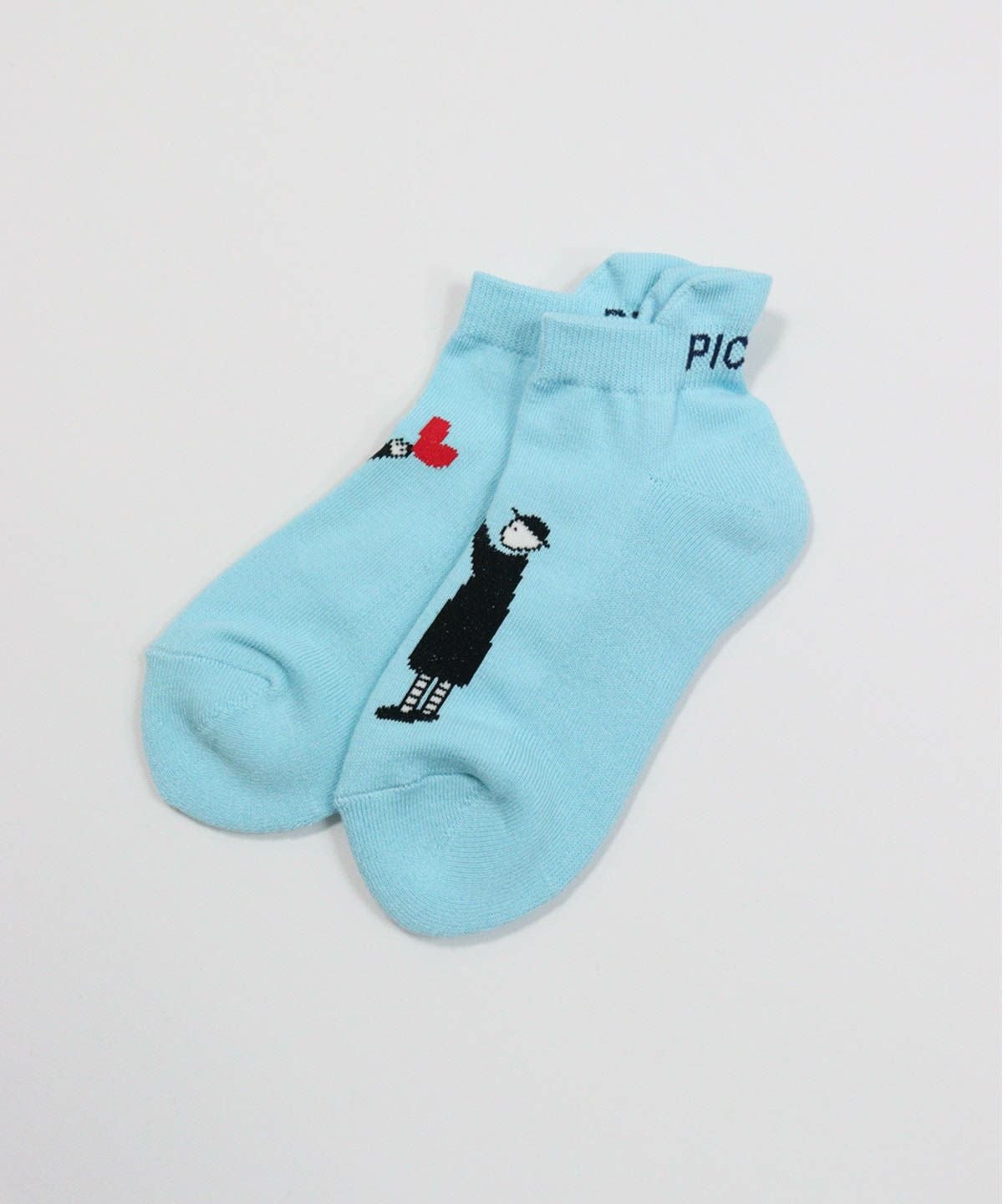 ピコイラストくるぶしソックス（ライトブルー）
