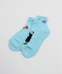 ピコイラストくるぶしソックス（ライトブルー）