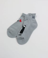 ピコイラストくるぶしソックス（ライトグレー）