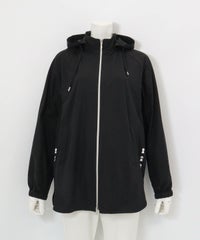 UV撥水フード付ジップブルゾン（ブラック）