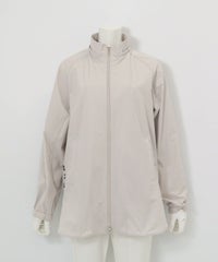 UV撥水フード付ジップブルゾン前（ライトグレー）