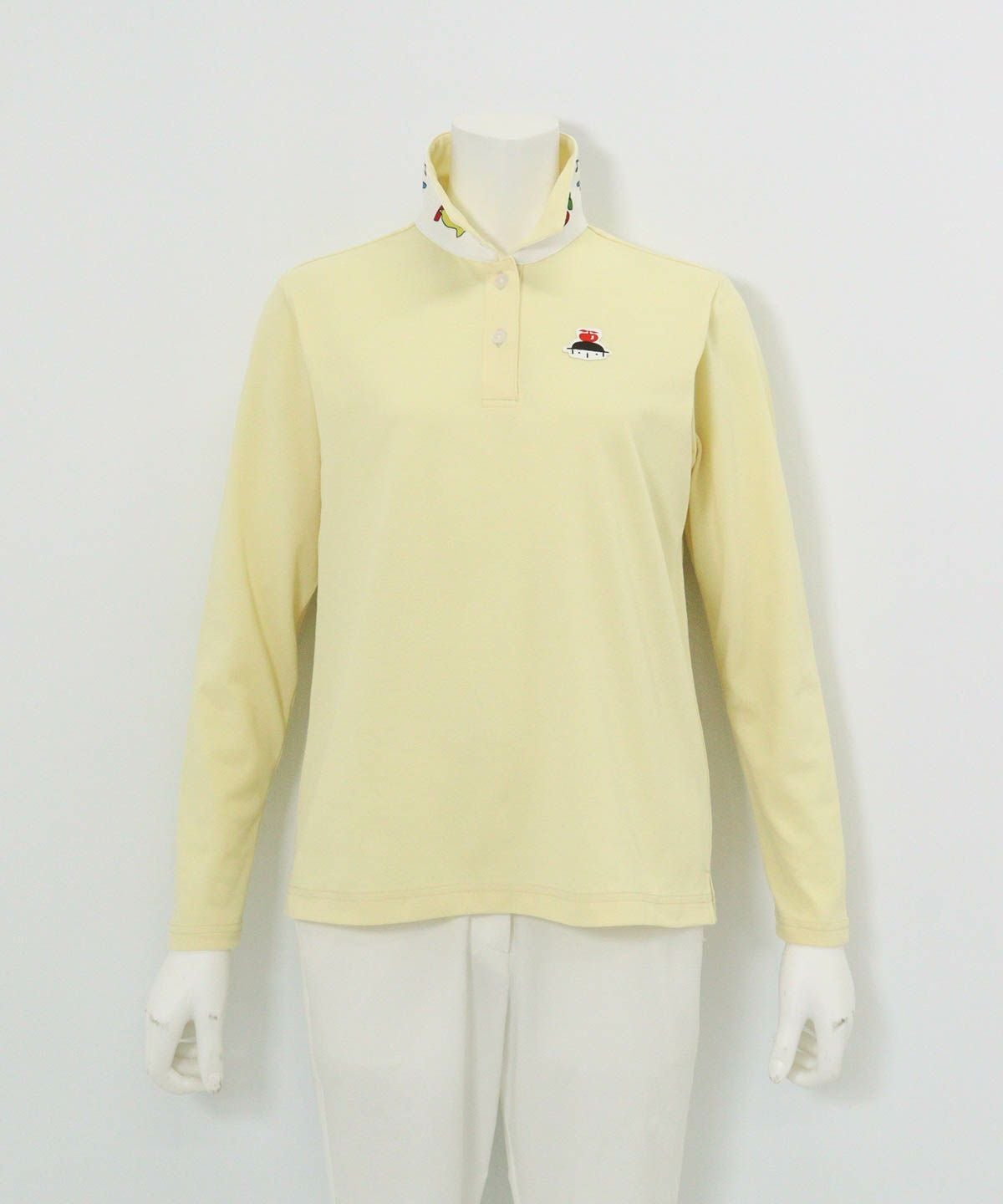 襟裏プリントUV速乾長袖ポロシャツ（イエロー）