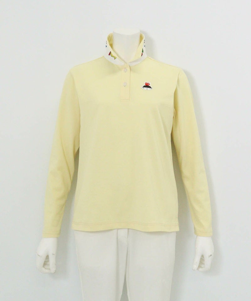 襟裏プリントUV速乾長袖ポロシャツ（イエロー）